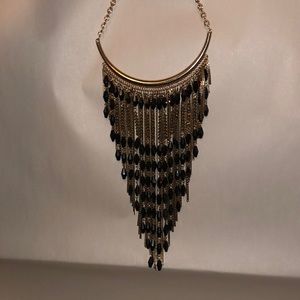 gold and black statement necklace & earrings set NWT